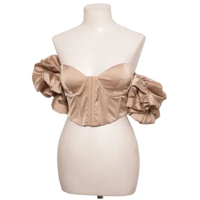 Crop top (Beige) from Oh Polly Elastane, Polyester