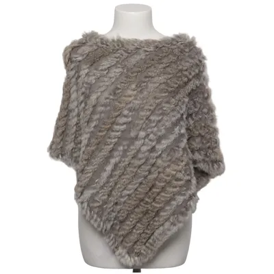 Poncho (Gris) de Soyaconcept Acrylique, Fourrure de lapin