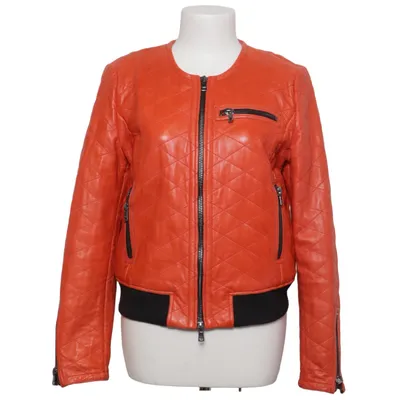 Læderjakke (Orange, Sort) fra Marc Cain Elastan, Læder, Polyester