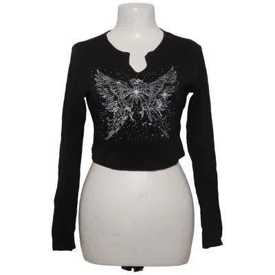 Lange mouwen shirt (Zwart) van Shein Katoen, Elastaan