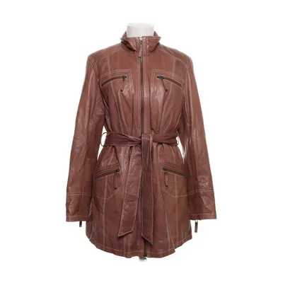 Läderkappa (Brun) Skinn, Polyester, Viskos