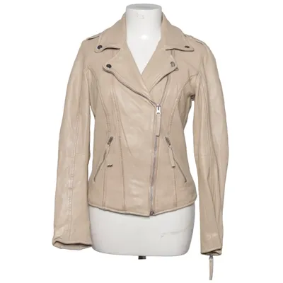 Veste de motard (Beige) de Ricano Coton, Cuir, Polyester