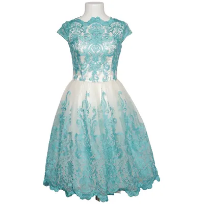 Cocktail dress (Turquoise, White) from Chi Chi London Polyamide