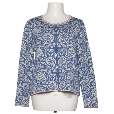Cardigan (Bleu, Blanc) de Oleana Laine de mouton, Soie