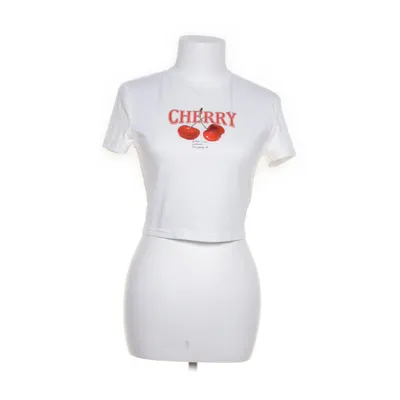 T-shirt (Vit, Röd) från Shein Bomull, Elastan, Polyester