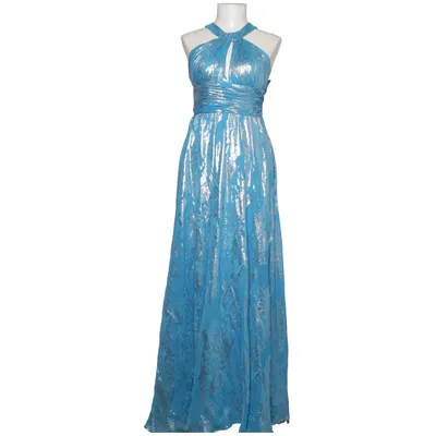 Halternek jurk (Blauw, Zilver) van Aidan Mattox Metallvezel, Polyester, Zijde