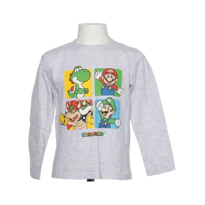 T-shirt à manches longues (Gris, Multicolore) de Super Mario Coton, Polyester