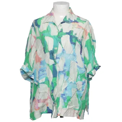 Short sleeve shirt (Green, Blue, Multicolored) from H&M Studio Cupro, Linen, Viscose
