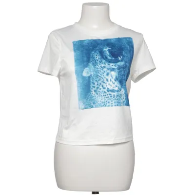 T-shirt (Vit, Blå) från Shein Elastan, Polyester