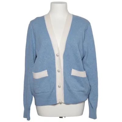 Cardigan (Blå, Hvid) fra Sandro Uld