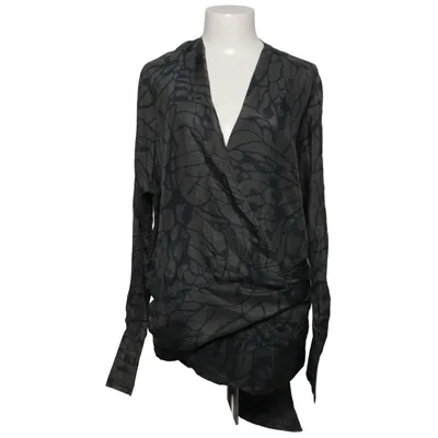 Wickelbluse (Grün, Grau) von Dante 6 Seide