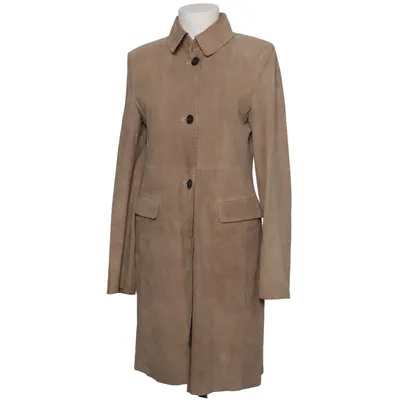 Ledermantel (Beige) von Strenesse Gabriele Strehle Acetat, Leder, Polyester