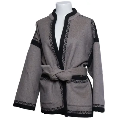 Coat (Beige, Black) from Antik Batik Polyester, Wool