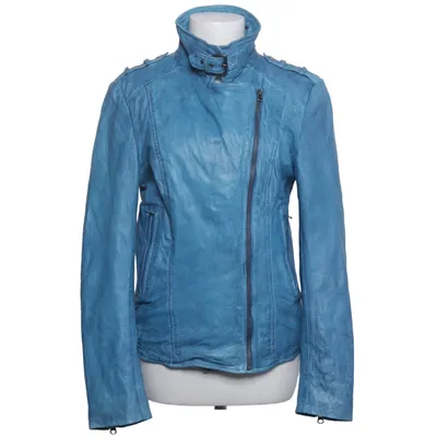 Veste de motard (Bleu) de Witty Knitters Collections Coton, Cuir, Polyester