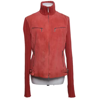 Leather jacket (Orange) from Arma Acrylic, Leather, Polyester, Wool