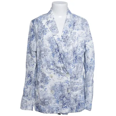 Blazer (Blue, Multicolored) from H&M Linen, Viscose, Polyester