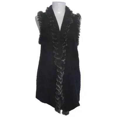 Gilet (Noir) de Gina Laura Collection Acrylique, Fourrure de lapin