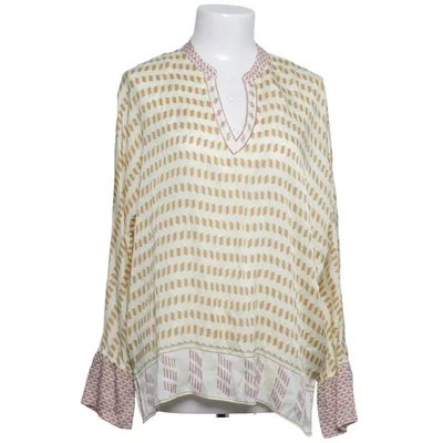 Bluse (Gul, Brun, Hvid) fra Insieme Elastan, Silke, Viscose