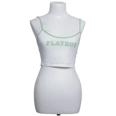Crop top (Vit, Grön) från Playboy x Missguided
