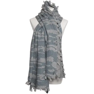 Scarf (Gray, White) from Passigatti Cashmere, Polyamide, Viscose, Wool