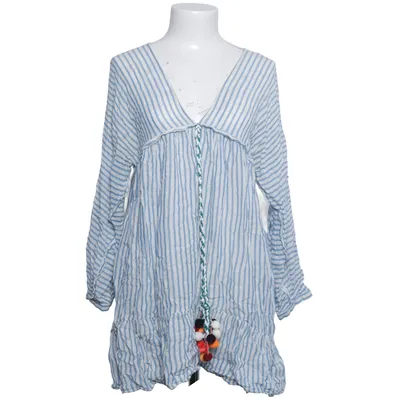 Strandkjole (Blå, Hvid) Bomuld, Linned, Viscose