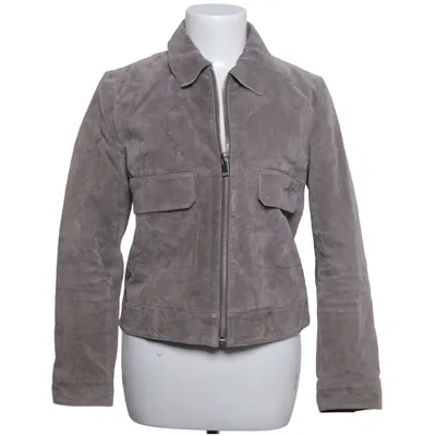 Leather jacket (Gray) from Mango Leather, Polyester