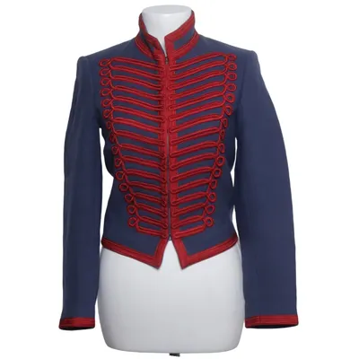 Jacket (Blue, Red) from Sandro Acetate, Acrylic, Cotton, Viscose, Wool