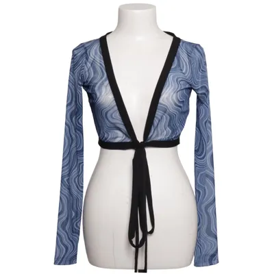 Slå-om top (Blå, Sort) fra NA-KD Elastan, Polyester