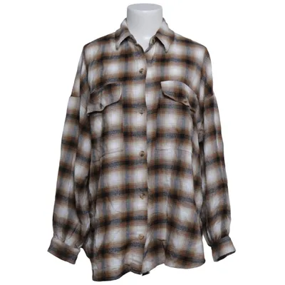Flannel skjorte (Brun, Hvid, Sort) fra Pull & Bear Bomuld, Polyester