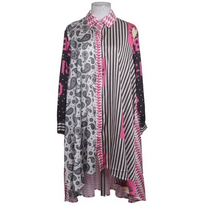 Blusenkleid (Weiß, Schwarz, Pink) von Zeta Otto Polyester