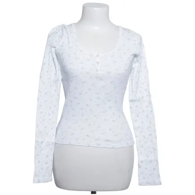 Henley T-shirt (Hvid, Blå) fra Brandy Melville Bomuld