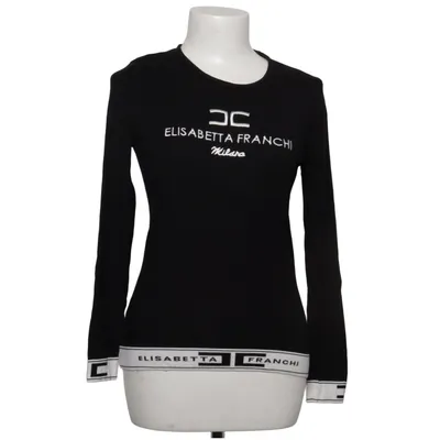 Langærmet t-shirt (Sort, Hvid) fra Elisabetta Franchi Elastan, Viscose