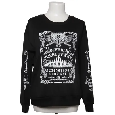 Sweatshirt (Black, White) from Romwe Elastane, Polyester