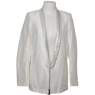 Blazer (Blanc, Argent) de Genny Acétate, Coton, Polyester, Soie, Viscose
