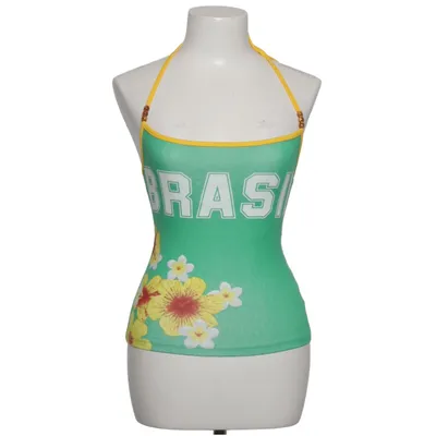 Haltertop (Groen, Geel, Wit) van Bershka Katoen, Elastaan