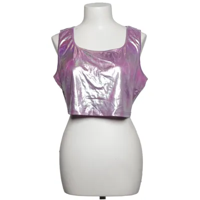 Crop top (Purple, Green) from Allegra K Elastane, Polyester