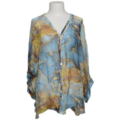 Bluse (Blå, Gul, Flerfarvet) fra Made in italy Elastan, Silke, Viscose