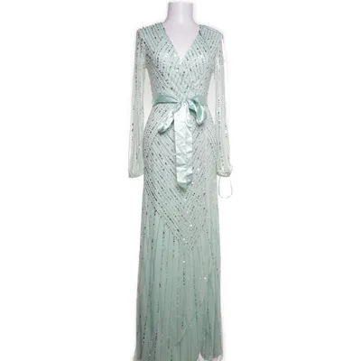 Aftonklänning (Grön, Silverfärgad) från Amelia Rose Polyester