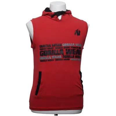 Short sleeve hoodie (Red, Black) from Gorilla Wear Cotton, Elastane