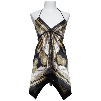 Halterneck-kjole (Sort, Guld, Hvid) fra New Look Elastan, Polyester