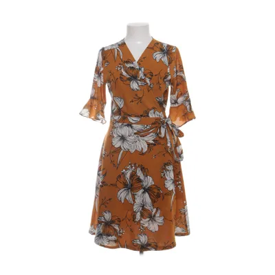 Slå-om-kjole (Brun, Hvid, Sort) fra Oeuvre Polyester