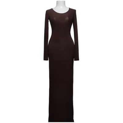 Robe longue (Marron) de Boohoo Élasthane, Polyester