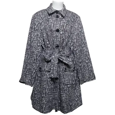 Trench-coat (Noir, Blanc) de Lane Bryant Coton, Élasthane