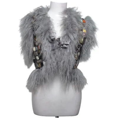 Leather vest (Gray) from Munthe plus Simonsen Rabbit fur