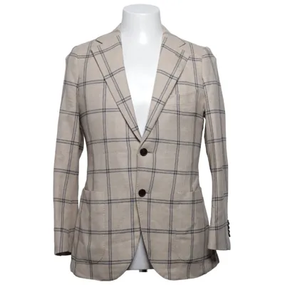 Blazer (Beige, Bleu) de E. Thomas Cachemire, Cupro, Polyester, Viscose, Laine