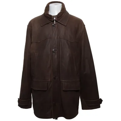 Leather coat (Brown) from Redwood Outdoor Sportswear Acrylic, Leather, Polyester