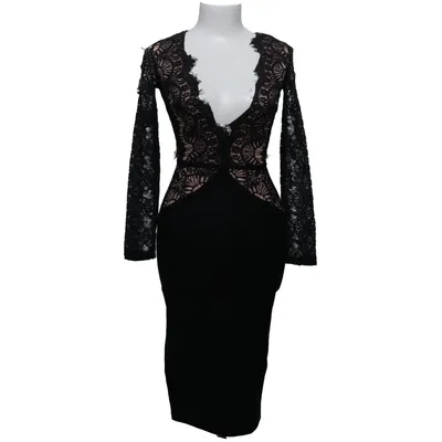 Cocktailjurk (Zwart, Beige) van Rare London Elastaan, Polyamide, Polyester