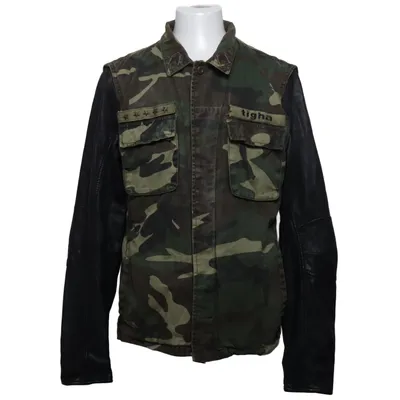 Jagdjacke (Grün, Schwarz, Braun) von Tigha Baumwolle, Leder, Polyester