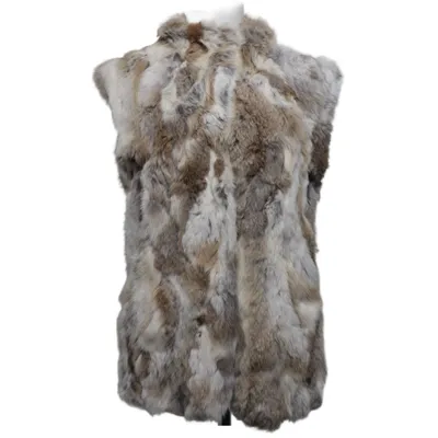 Fur vest (Beige, Brown, Gray) from Hollies Cotton, Polyester, Rabbit fur