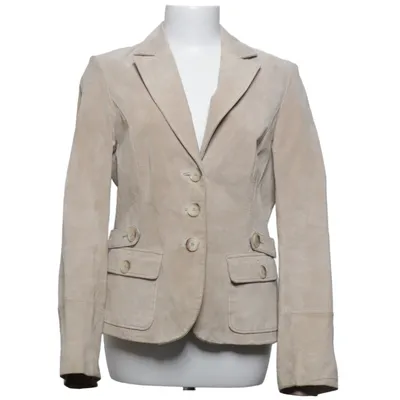 Läderkavaj (Beige) från ESPRIT Collection Skinn, Polyester
